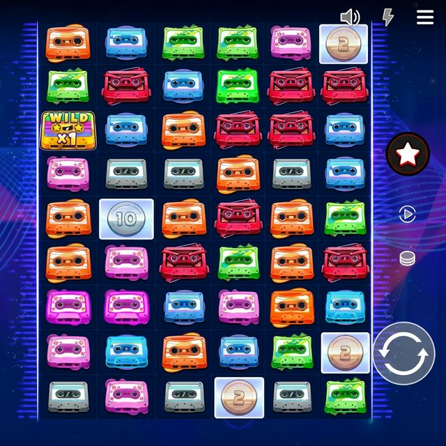 Retro Tapes Gameplay Screenshot - 6x9 Grid with Cluster Links